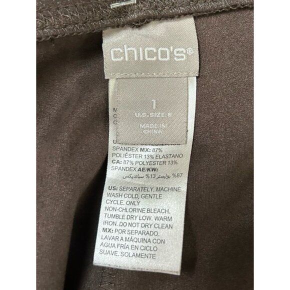 Faux Suede Chocolate Brown Chico’s Pull On Pants Size Medium - Picture 4 of 9